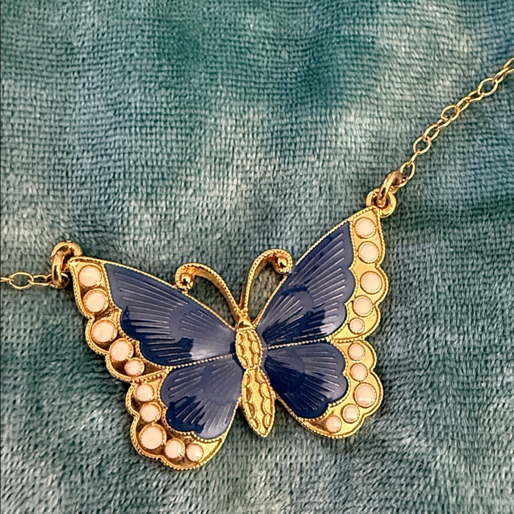 Stella & Dot Blue Butterfly Necklace